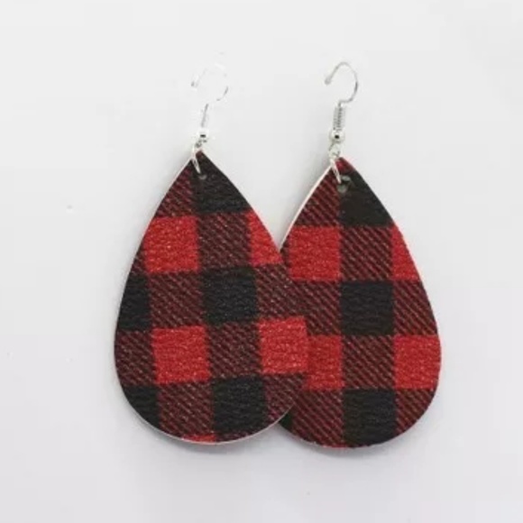 Jewelry - 🍁4/$25🍁 New Faux Leather Plaid Earrings